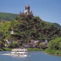 AK Mosel mit Ausflugsschiff Blick auf Cochem mit Reichsburg in Farbe - unbenutzt