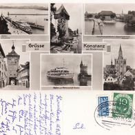 AK Konstanz Bodensee Mehrbildkarte s/ w von 1953