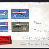 DDR 1969 Flugzeuge (I) MiNr. 1524 - 1527 auf Brief gestempelt
