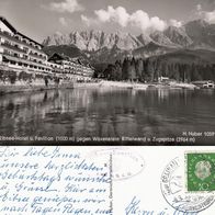 AK Eibsee Hotel gegen Waxenstein Riffelwand und Zugspitze von 1960 s/ w