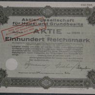 Aktiengesellschaft für Haus- und Grundbesitz 1925 100 RM