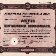 Astrawerke Aktiengesellschaft Chemnitz 1941 1000 RM