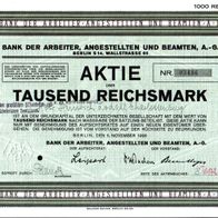 Bank der Arbeiter, Angestellten und Beamten A.-G. 1926 1000 RM