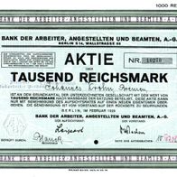 Bank der Arbeiter, Angestellten und Beamten A.-G. 1929 1000 RM