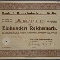 Bank für Brau-Industrie in Berlin 1933 100 RM