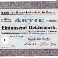 Bank für Brau-Industrie in Berlin 1933 1000 RM