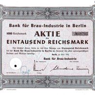 Bank für Brau-Industrie in Berlin 1942 1000 RM