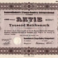 Baumwollindustrie Erlangen-Bamberg Aktiengesellschaft 1941 1000 RM