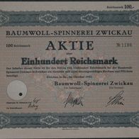 Baumwoll-Spinnerei Zwickau 1933 100 RM