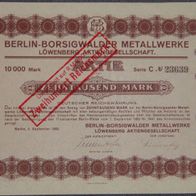 Berlin-Borsigwalder Metallwerke Löwenberg Aktiengesellschaft 1923 10000 Mark