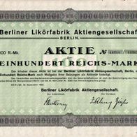 Berliner Likörfabrik Aktiengesellschaft 1924 100 RM