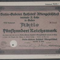 Berlin-Gubener Hutfabrik Aktiengesellschaft vormals A Cohn in Guben 1928 500 RM