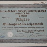 Berlin-Gubener Hutfabrik Aktiengesellschaft vormals A Cohn in Guben 1928 1000 RM