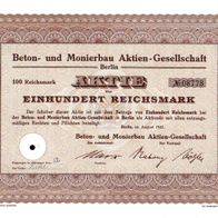 Beton- und Monierbau Aktien-Gesellschaft 1941 100 RM