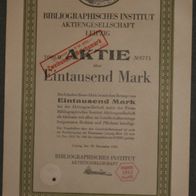 Bibliographisches Institut Aktiengesellschaft Leipzig 1921 1000 Mark