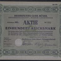 Bierbrauerei Gebr. Müser, Aktiengesellschaft 1936 100 RM