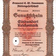 Brauerei C. W. Naumann Aktiengesellschaft 1933 100 RM Genussschein