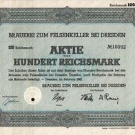 Brauerei zum Felsenkeller bei Dresden 1943 100 RM