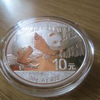 China Panda 2016, 30g 999 Silber, 10 Yuan, Originalkapsel.