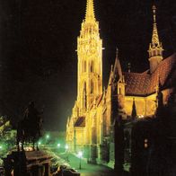 AK Budapest Matthiaskirche in Farbe bei Nacht - unbenutzt