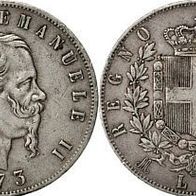 Italien Silber 5 Lire 1873 M "König Vittorio Emanuele II. (1861-1878)