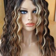 Perücke Lace wig front wie Echthaar silktop ombre balayage gewellt blond braun wavy