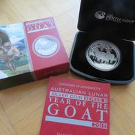 Ziege 2015 Lunar II Münze Australien 1A$ 1 Unze Silber PP / proof - RAR