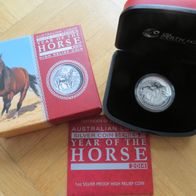 Lunar Serie II Münze Pferd 2014 / 1oz Silber Proof High Relief Coin