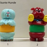 Ü-Ei-Kugelfiguren-Serie "Zwei Bunte Hunde" D 1998, komplett + 2 BPZ