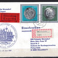 DDR 1987 Sonderbeleg Rhein-Ruhr-Posta ´87 mit MiNr. 3041 + 3044 gelaufen