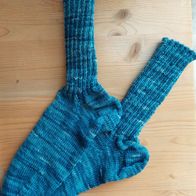 Handarbeit * Kuschelige Wollsocken aus Regia-Sockenwolle, Gr. 38/39, blau (3)