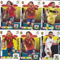 6x Panini Trading Card Fussball EM 2012 Mannschaft aus Spanien
