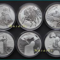 6 x 1 Oz Unze Chiwoo Cheonwang Südkorea Set Serie, 2016 - 2021, 6 x 1 Clay, KOMSCO st