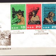 DDR 1965 90. Geburtstag von Albert Schweitzer MiNr. 1084 - 1086 FDC gestempelt