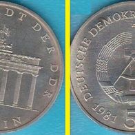 1981 DDR Brandenburger Tor 5 Mark Stempelglanz Exportqualität