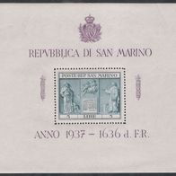 San Marino Block 1 1937 Unabhängigkeit Giosuè Carducci * *