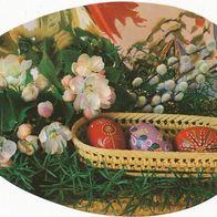 schöne alte AK Ostern, Karte in Form eines Ostereies, Ostereier Blumen