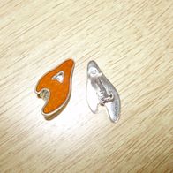 Pilgrim Ohrringe Clips neu silbern orange halbe Schleife