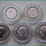 5 x 10 Euro Gedenkmünzen In der Luft Deutschland 2019 A D F G J Serie: Luft bewegt