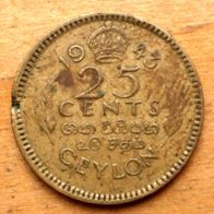 25 Cents 1943 Ceylon