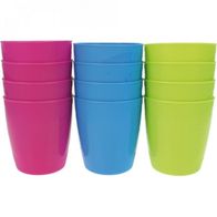 12 Stück Schwarze Stadionbecher – 473 Ml, Blanko, Aus PP, Stapelbar, Für Partys & DIY-Projekte