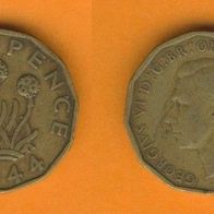 Großbritannien 3 Pence 1944