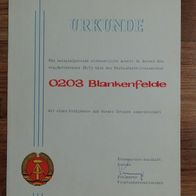 Urkunde: Verkaufsstellenausschuß 0203 Blankenfelde - DDR - 1973 - Zossen (A4-20)