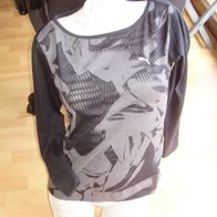 Puma Langarm Shirt schwarz grau interessanter Rücken 36