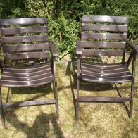 2 Garten-Stühle Kettler Metall-Gestell braun Multipositionssessel