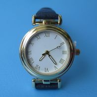 NEU modische Damen Armbanduhr Ø 2,8 cm Armband blau klassisch Uhr goldfarben