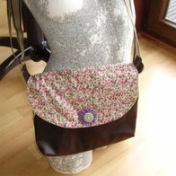 Schultertasche romantisch Lederimitat/ Stoff NEU