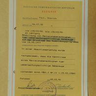 Zeugnis: Lehrgang Revisionsberechtigte für Hebezeuge, Potsdam, 1990 (UR-A5-02)