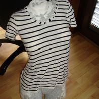 Marc O´Polo Shirt Feinstrick Baumwolle beige blau Streifen S
