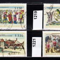 H512 Österreich Mi. Nr. 1218 + 1219 + 1220 + 1221 Österr. Nationalbibliothek o <